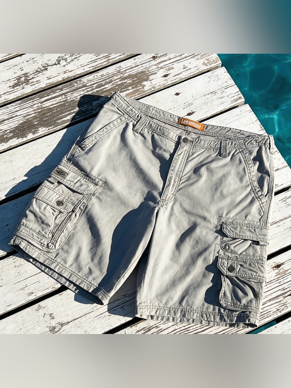 Lee Dungarees Cargo Shorts Mens Size 40 Khaki Utility Cotton Casual